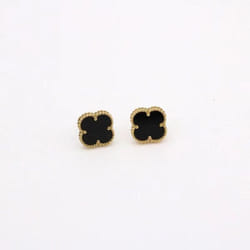 Titanium Steel Four-leaf Clover Earrings Personalised Ins Netroots Wind Jittering The Same Paragraph Women&apos;s Earrings - black