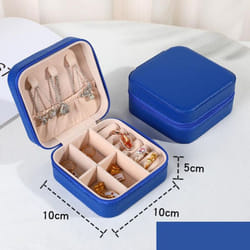 Jewelry Organizer Display Travel Jewelry Case Boxes Portable Locket Necklace Jewelry Box Leather Storage Earring Ring Holder - blue