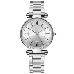 Casual Ladies Quartz Stainless Steel Band  Strap Watch Analog Wrist Watch - silver