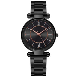 Casual Ladies Quartz Stainless Steel Band  Strap Watch Analog Wrist Watch - black