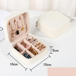 Jewelry Organizer Display Travel Jewelry Case Boxes Portable Locket Necklace Jewelry Box Leather Storage Earring Ring Holder - white