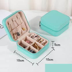 Jewelry Organizer Display Travel Jewelry Case Boxes Portable Locket Necklace Jewelry Box Leather Storage Earring Ring Holder - sky blue
