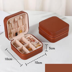 Jewelry Organizer Display Travel Jewelry Case Boxes Portable Locket Necklace Jewelry Box Leather Storage Earring Ring Holder - brown