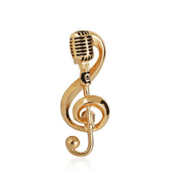 Blucome Alloy New Microphone Music Note Brooches Enamel Pin For Women Singer Party Concert Accessories New Year&apos;s Gift - gold
