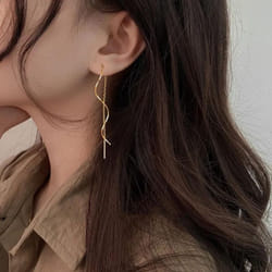 Women&apos;s Fashion Accessories Long Tassel Threader Earrings For Women Wave Shaped Simple Long Chain Earring Wedding Party Jewelry - gold
