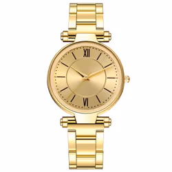 Casual Ladies Quartz Stainless Steel Band Strap Watch Analog Wrist Watch - gold