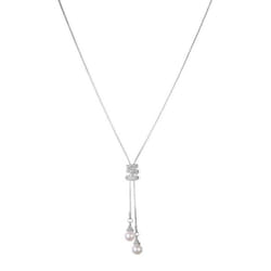 Pearl Crystal Long Sweater Chain Circles Necklace Vintage Accessary Crystal Collares Jewlery - silver