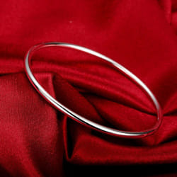 925 Sterling Silver Fashion 3mm Smooth Bangles Jewelry