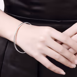 925 Sterling Silver Fashion 3mm Smooth Bangles Jewelry