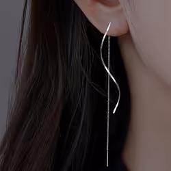 Women&apos;s Fashion Accessories Long Tassel Threader Earrings For Women Wave Shaped Simple Long Chain Earring Wedding Party  ...