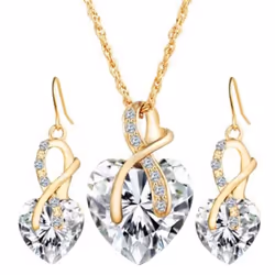1 Set Women Necklace Set Exquisite Decoration Women Popular Lightweight Sparkling Choker Necklace Earrings For Prom - white