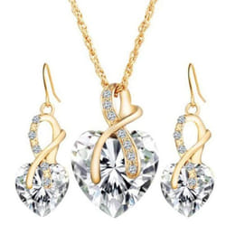 1 Set Women Necklace Set Exquisite Decoration Women Popular Lightweight Sparkling Choker Necklace Earrings For Prom - white