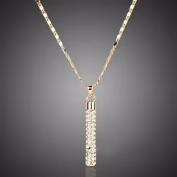1 Set Women Necklace Earrings Cylindrical Rod Rhinestones Shiny Jewelry Set For Banquet - silver