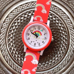 New Rainbow Cloud Printed Silicone Band Children Watch Girl Cute Cartoon Quartz Watches Boys Girl Watch - red