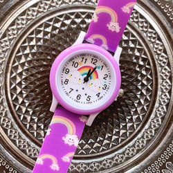 New Rainbow Cloud Printed Silicone Band Children Watch Girl Cute Cartoon Quartz Watches Boys Girl Watch - purple