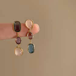 Asymmetric Colorful Earrings for Women Needle Contrast Earrings Design High Quality Earrings