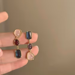 Asymmetric Colorful Earrings for Women Needle Contrast Earrings Design High Quality Earrings