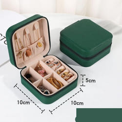Jewelry Organizer Display Travel Jewelry Case Boxes Portable Locket Necklace Jewelry Box Leather Storage Earring Ring Holder - green