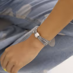 Exaggerate Punk Multi-layer Chain Folding Bracelet Temperament Small Geometric Ball Personality Bracelet - silver