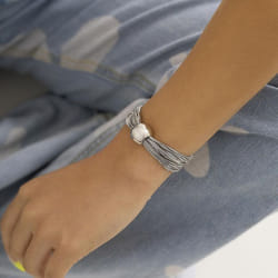 Exaggerate Punk Multi-layer Chain Folding Bracelet Temperament Small Geometric Ball Personality Bracelet - silver