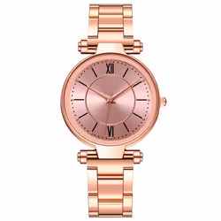 Casual Ladies Quartz Stainless Steel Band Strap Watch Analog Wrist Watch - pink