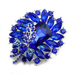 Women&apos;s Banquet Party Broach Blue Clear Butterfly Pin Brooch - sapphire blue