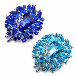 Women&apos;s Banquet Party Broach Blue Clear Butterfly Pin Brooch - sapphire blue