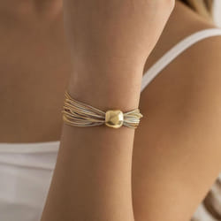 Exaggerate Punk Multi-layer Chain Folding Bracelet Temperament Small Geometric Ball Personality Bracelet - gold