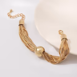 Exaggerate Punk Multi-layer Chain Folding Bracelet Temperament Small Geometric Ball Personality Bracelet - gold