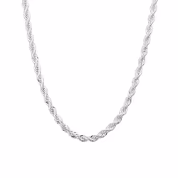 16/18/20/22/24 Inch 4mm Twisted Rope Chain 925 Sterling Silver Wedding Necklace - 50cm