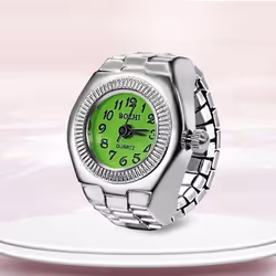 Vintage Punk Elastic Stretchy Quartz Watch Rings For Women Man Lover Pair Watches - green