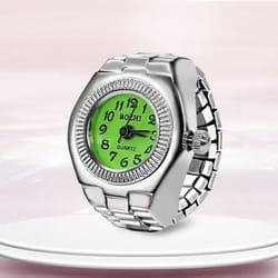 Vintage Punk Elastic Stretchy Quartz Watch Rings For Women Man Lover Pair Watches - green
