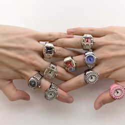 Vintage Punk Elastic Stretchy Quartz Watch Rings For Women Man Lover Pair Watches - green
