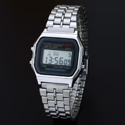 Fashion Men&apos;s Women&apos;s Stainless Steel Top Digital Alarm Stopwatch Watches - silver