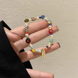 Colorful Women Resin Bead Bracelet Cute Funny Cartoon Handmade Beaded Friendship Bracelet Light Luxury Popular Jewelry Gift