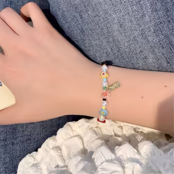 Colorful Women Resin Bead Bracelet Cute Funny Cartoon Handmade Beaded Friendship Bracelet Light Luxury Popular Jewelry Gift
