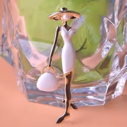 Blucome Fashion Red Paris Girls Brooches Enamel Gold Color Plated Bag Ladies Brooch Pins For Scarf Accessories - White
