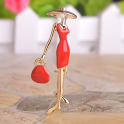 Blucome Fashion Red Paris Girls Brooches Enamel Gold Color Plated Bag Ladies Brooch Pins For Scarf Accessories - White