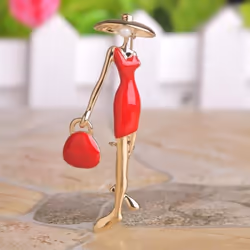 Blucome Fashion Red Paris Girls Brooches Enamel Gold Color Plated Bag Ladies Brooch Pins For Scarf Accessories - Red