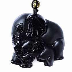 Black Obsidian Wealth Mother Elephant Pendant Necklace Men Women Jewelry Party Accessries Gifts