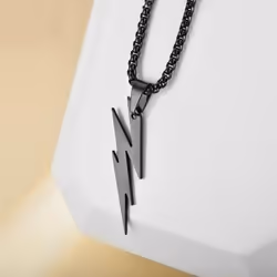 Men Pendant Necklace Unisex Chain Solid Color Thunder Flash Shape Neck Decoration Hip Hop - golden