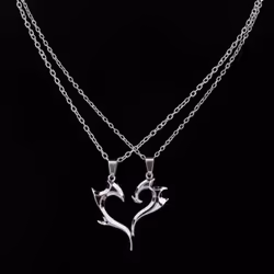 Women Couple Heart Pendant Choker Necklace