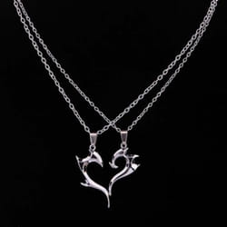 Women Couple Heart Pendant Choker Necklace