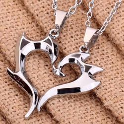 Women Couple Heart Pendant Choker Necklace