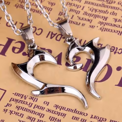 Women Couple Heart Pendant Choker Necklace