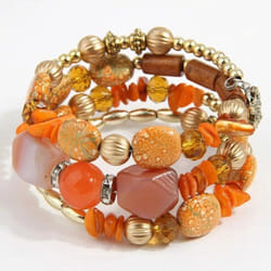 Bohemia Charm Beaded Bracelets Set For Women Vintage Handmade Alloy Beads Chain Bangle Bracelets Female Boho Party Jewelry - orange