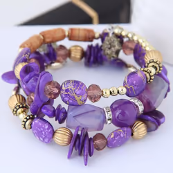 Bohemia Charm Beaded Bracelets Set For Women Vintage Handmade Alloy Beads Chain Bangle Bracelets Female Boho Party Jewelry - orange