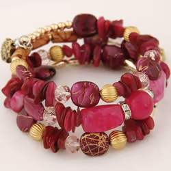Bohemia Charm Beaded Bracelets Set For Women Vintage Handmade Alloy Beads Chain Bangle Bracelets Female Boho Party Jewelry - orange