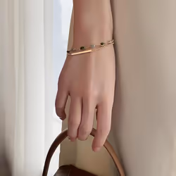 Women Charm Bracelets For Women Gold Color Beaded Chain Double Layered Adjustable Bracelet Jewelry Gift