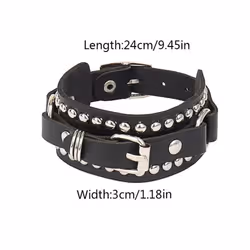 Fashion Pu Leather Bracelet Adjustable Men Women Leather Wristband Punk Style Cool Street Leather Bracelet Jewelri Gift - B